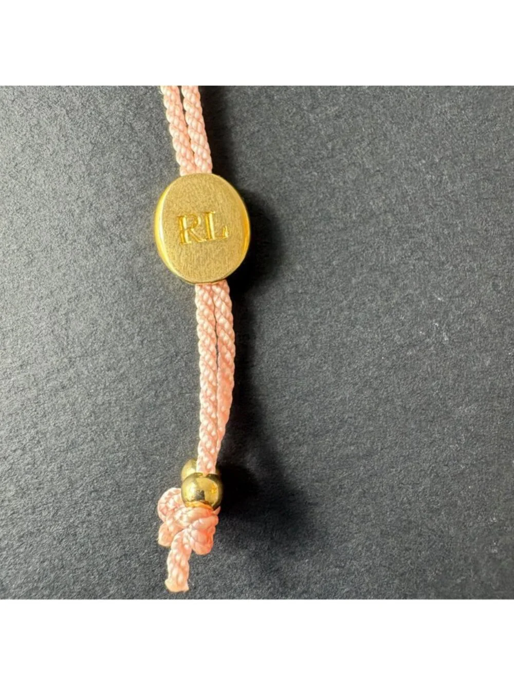 Ralph Lauren Pink Pony Braided Bracelet With Gold Tone Charm & Beads